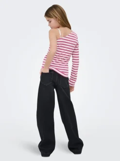 KOGNEW Mittlere Taille Weiter Beinschnitt Jeans
