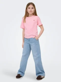 KOGNEW Mittlere Taille Weiter Beinschnitt Jeans