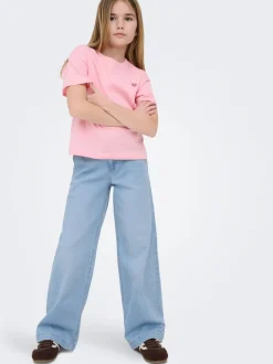 KOGNEW Mittlere Taille Weiter Beinschnitt Jeans