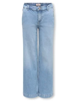 KOGNEW Mittlere Taille Weiter Beinschnitt Jeans