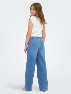 KOGNEW Mittlere Taille Weiter Beinschnitt Jeans
