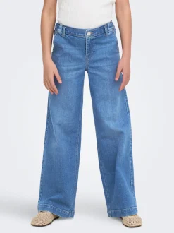 KOGNEW Mittlere Taille Weiter Beinschnitt Jeans