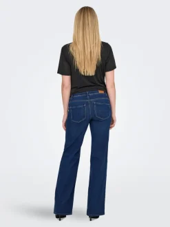 OLMWAUW Mittlere Taille Weiter Beinschnitt Jeans