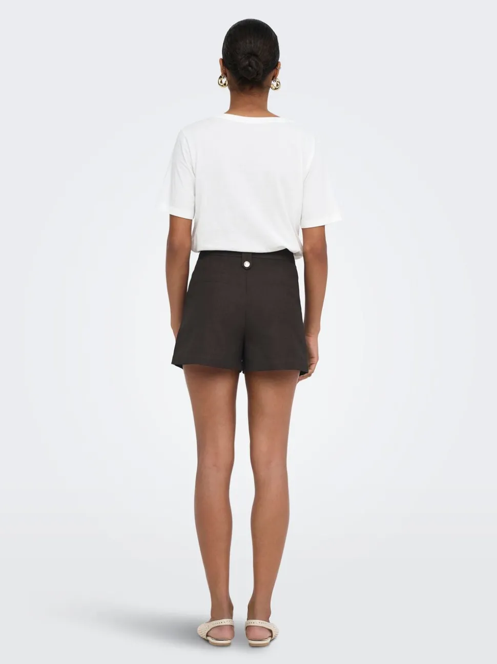 ONLBAIA Hohe Taille Normal geschnitten Leinen Lässige Shorts