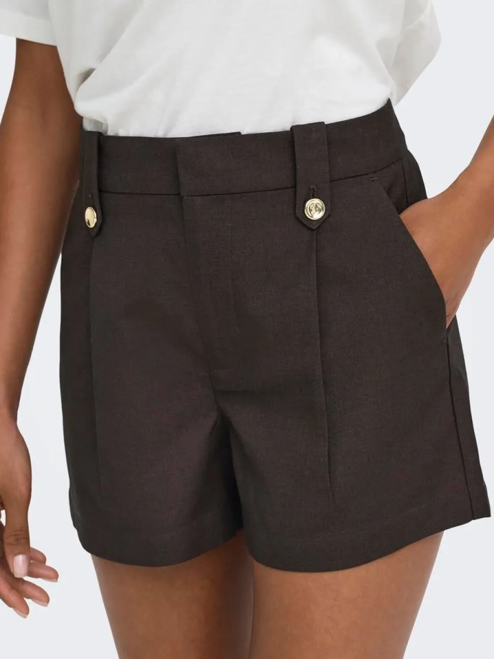 ONLBAIA Hohe Taille Normal geschnitten Leinen Lässige Shorts