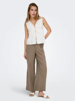 ONLBRUXELLES Gerade geschnitten Leinen Hose