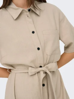 ONLCARO Leinen Midikleid