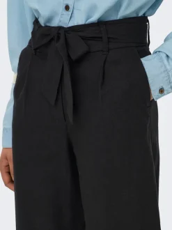 ONLCARO Verkürzt Leinen Hose mit weitem Beinschnitt