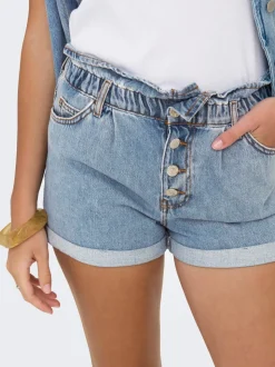 ONLCUBA Hohe Taille Locker geschnitten Jeans-Shorts