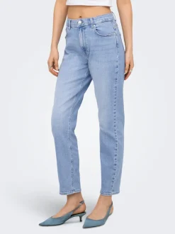 ONLEMEL Hohe Taille Gerade geschnitten Knöchellang Jeans