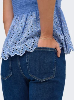 ONLEMEL Hohe Taille Gerade geschnitten Knöchellang Jeans