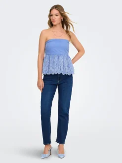 ONLEMEL Hohe Taille Gerade geschnitten Knöchellang Jeans
