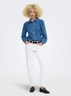 ONLEMEL Hohe Taille Gerade geschnitten Knöchellang Jeans