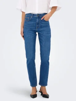 ONLEMEL Hohe Taille Gerade geschnitten Knöchellang Jeans