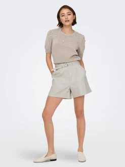 ONLHEIDI Mittlere Taille Normal geschnitten Kunstledershorts