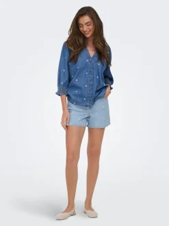 ONLJOSEPHINE Hohe Taille Locker geschnitten Jeans-Shorts