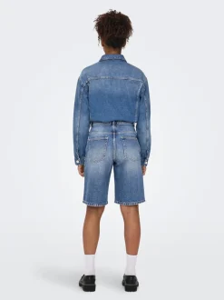 ONLMATE Mittlere Taille Baggy Fit Jeans-Shorts