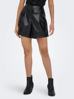 ONLODA Mittlere Taille Normal geschnitten Kunstledershorts