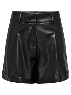 ONLODA Mittlere Taille Normal geschnitten Kunstledershorts