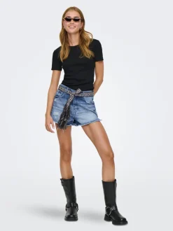 ONLROBYN Sehr hohe Taille Gerade geschnitten Jeans-Shorts