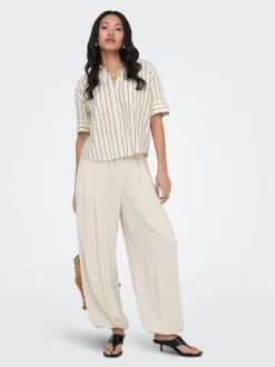 ONLSIESTA Weiter Beinschnitt Leinen Hose mit weitem Beinschnitt