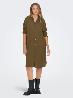 ONLTOKYO Leinen Midikleid