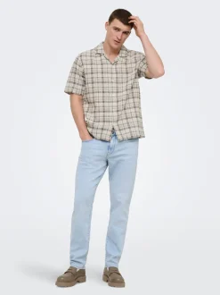 ONSCAIDEN Leinen Hawaii-Hemd