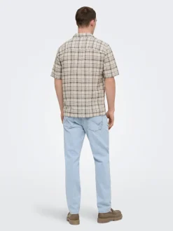 ONSCAIDEN Leinen Hawaii-Hemd