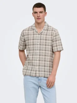 ONSCAIDEN Leinen Hawaii-Hemd