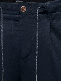 ONSLEO Verjüngt und verkürzt Leinen Chino Hose