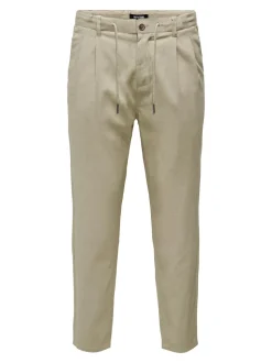 ONSLEO Verjüngt und verkürzt Leinen Chino Hose