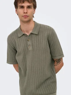 ONSMOON Gestricktes Poloshirt