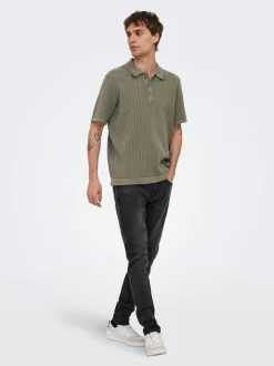 ONSMOON Gestricktes Poloshirt