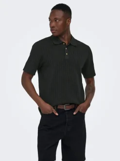 ONSMOON Gestricktes Poloshirt